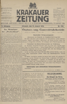 Krakauer Zeitung : zugleich amtliches Organ des K. U. K. Festungs-Kommandos. 1916, nr 234