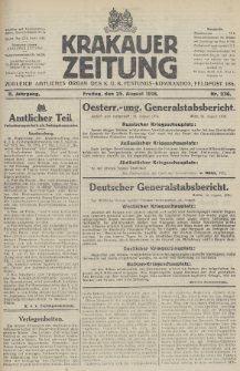 Krakauer Zeitung : zugleich amtliches Organ des K. U. K. Festungs-Kommandos. 1916, nr 236