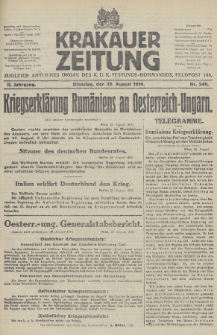 Krakauer Zeitung : zugleich amtliches Organ des K. U. K. Festungs-Kommandos. 1916, nr 240