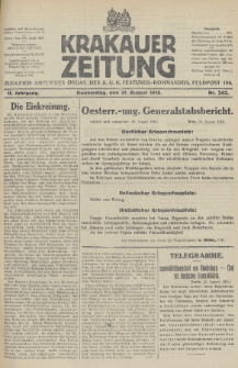 Krakauer Zeitung : zugleich amtliches Organ des K. U. K. Festungs-Kommandos. 1916, nr 242