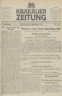 Krakauer Zeitung : zugleich amtliches Organ des K. U. K. Festungs-Kommandos. 1916, nr 247