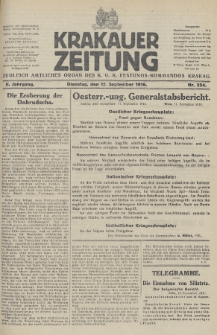 Krakauer Zeitung : zugleich amtliches Organ des K. U. K. Festungs-Kommandos. 1916, nr 254