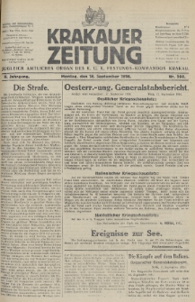 Krakauer Zeitung : zugleich amtliches Organ des K. U. K. Festungs-Kommandos. 1916, nr 260