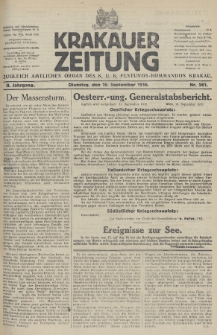 Krakauer Zeitung : zugleich amtliches Organ des K. U. K. Festungs-Kommandos. 1916, nr 261