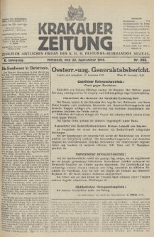 Krakauer Zeitung : zugleich amtliches Organ des K. U. K. Festungs-Kommandos. 1916, nr 262