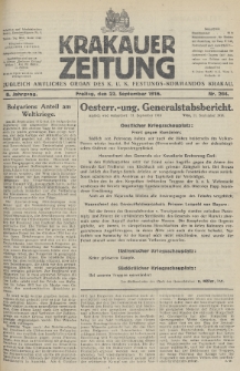 Krakauer Zeitung : zugleich amtliches Organ des K. U. K. Festungs-Kommandos. 1916, nr 264