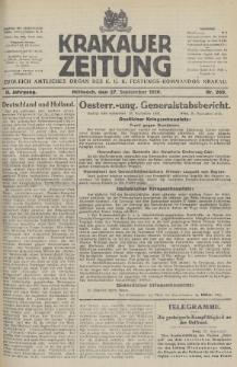 Krakauer Zeitung : zugleich amtliches Organ des K. U. K. Festungs-Kommandos. 1916, nr 269