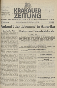 Krakauer Zeitung : zugleich amtliches Organ des K. U. K. Festungs-Kommandos. 1916, nr 270