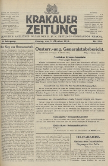 Krakauer Zeitung : zugleich amtliches Organ des K. U. K. Festungs-Kommandos. 1916, nr 274