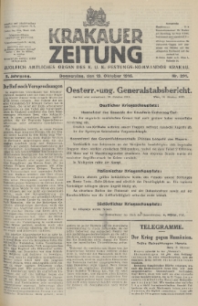 Krakauer Zeitung : zugleich amtliches Organ des K. U. K. Festungs-Kommandos. 1916, nr 291