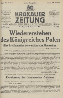 Krakauer Zeitung : zugleich amtliches Organ des K. U. K. Festungs-Kommandos. 1916, nr 309, Extra-Ausgabe