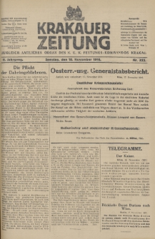 Krakauer Zeitung : zugleich amtliches Organ des K. U. K. Festungs-Kommandos. 1916, nr 322