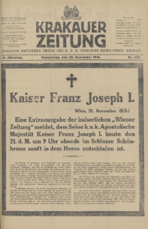 Krakauer Zeitung : zugleich amtliches Organ des K. U. K. Festungs-Kommandos. 1916, nr 328