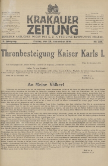 Krakauer Zeitung : zugleich amtliches Organ des K. U. K. Festungs-Kommandos. 1916, nr 329