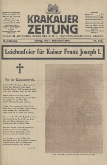 Krakauer Zeitung : zugleich amtliches Organ des K. U. K. Festungs-Kommandos. 1916, nr 336