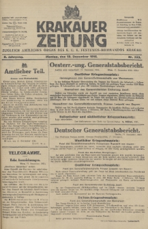 Krakauer Zeitung : zugleich amtliches Organ des K. U. K. Festungs-Kommandos. 1916, nr 353