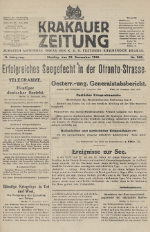 Krakauer Zeitung : zugleich amtliches Organ des K. U. K. Festungs-Kommandos. 1916, nr 360