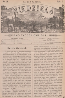 Niedziela : pismo tygodniowe dla ludu. R.1, 1884, nr 18