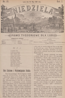 Niedziela : pismo tygodniowe dla ludu. R.1, 1884, nr 21
