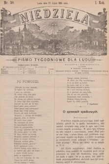 Niedziela : pismo tygodniowe dla ludu. R.1, 1884, nr 30