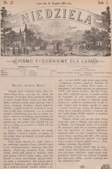 Niedziela : pismo tygodniowe dla ludu. R.1, 1884, nr 37