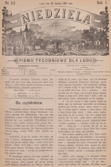 Niedziela : pismo tygodniowe dla ludu. R.1, 1884, nr 52