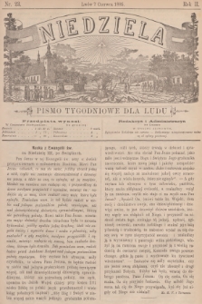 Niedziela : pismo tygodniowe dla ludu. R.2, 1885, nr 23