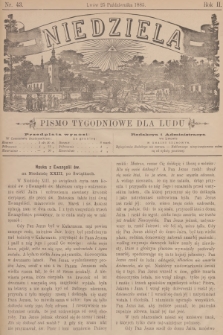 Niedziela : pismo tygodniowe dla ludu. R.2, 1885, nr 43