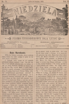 Niedziela : pismo tygodniowe dla ludu. R.2, 1885, nr 51