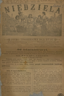 Niedziela : pismo tygodniowe dla ludu. R.7, 1890, nr 1