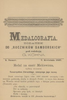 Medalografia : dodatek do „Roczników Samborskich”. 1897, nr 5