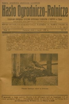 Hasło Ogrodniczo-Rolnicze : czasopismo poświęcone rozwojowi postępowego ogrodnictwa i rolnictwa w Polsce. R. 4, 1935, nr 5