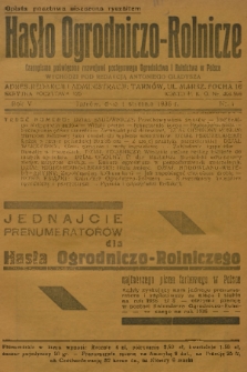 Hasło Ogrodniczo-Rolnicze : czasopismo poświęcone rozwojowi postępowego ogrodnictwa i rolnictwa w Polsce. R. 5, 1936, nr 1