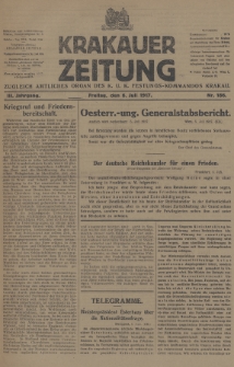 Krakauer Zeitung : zugleich amtliches Organ des K. U. K. Festungs-Kommandos Krakau. 1917, nr 186