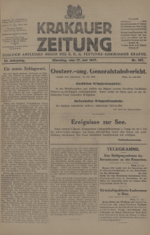 Krakauer Zeitung : zugleich amtliches Organ des K. U. K. Festungs-Kommandos Krakau. 1917, nr 197