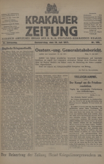 Krakauer Zeitung : zugleich amtliches Organ des K. U. K. Festungs-Kommandos Krakau. 1917, nr 199