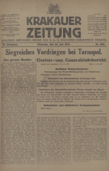 Krakauer Zeitung : zugleich amtliches Organ des K. U. K. Festungs-Kommandos Krakau. 1917, nr 204