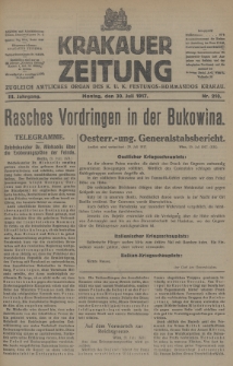 Krakauer Zeitung : zugleich amtliches Organ des K. U. K. Festungs-Kommandos Krakau. 1917, nr 210