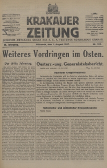 Krakauer Zeitung : zugleich amtliches Organ des K. U. K. Festungs-Kommandos Krakau. 1917, nr 212