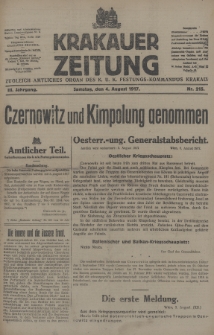 Krakauer Zeitung : zugleich amtliches Organ des K. U. K. Festungs-Kommandos Krakau. 1917, nr 215