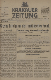 Krakauer Zeitung : zugleich amtliches Organ des K. U. K. Festungs-Kommandos Krakau. 1917, nr 219