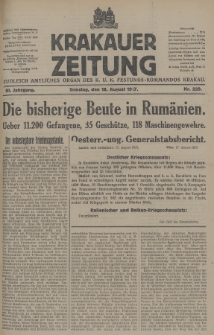 Krakauer Zeitung : zugleich amtliches Organ des K. U. K. Festungs-Kommandos Krakau. 1917, nr 229