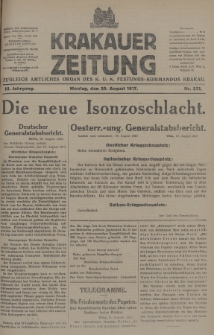 Krakauer Zeitung : zugleich amtliches Organ des K. U. K. Festungs-Kommandos Krakau. 1917, nr 231