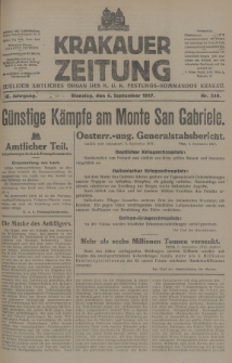 Krakauer Zeitung : zugleich amtliches Organ des K. U. K. Festungs-Kommandos Krakau. 1917, nr 246