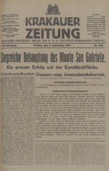 Krakauer Zeitung : zugleich amtliches Organ des K. U. K. Festungs-Kommandos Krakau. 1917, nr 249