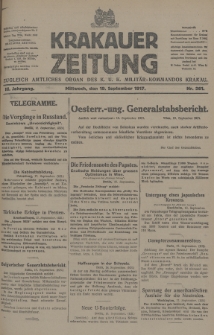 Krakauer Zeitung : zugleich amtliches Organ des K. U. K. Militär-Kommandos Krakau. 1917, nr 261