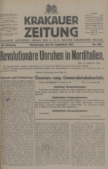 Krakauer Zeitung : zugleich amtliches Organ des K. U. K. Militär-Kommandos Krakau. 1917, nr 262