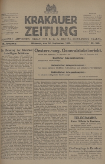 Krakauer Zeitung : zugleich amtliches Organ des K. U. K. Militär-Kommandos Krakau. 1917, nr 268
