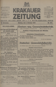 Krakauer Zeitung : zugleich amtliches Organ des K. U. K. Militär-Kommandos Krakau. 1917, nr 273