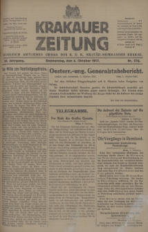 Krakauer Zeitung : zugleich amtliches Organ des K. U. K. Militär-Kommandos Krakau. 1917, nr 276